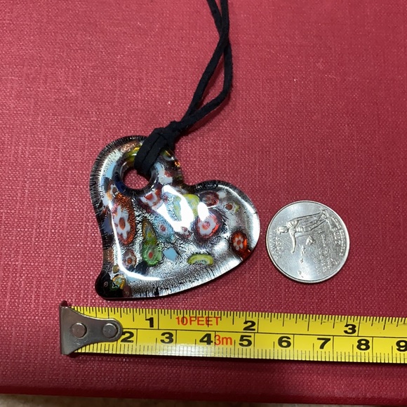🖤Murano millefiori heart glass pendant necklace - Picture 6 of 7